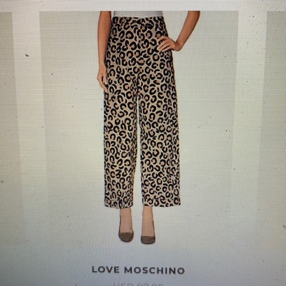 Designer Love Moschino leopard cropped wide leg pant Super stylish! - Picture 4 of 7